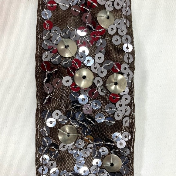 Black Sequin Belt with Ring Buckle Womens Fashion Waist Accessory Boho Festival - Picture 3 of 6